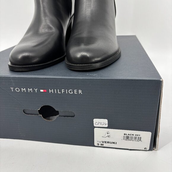 Tommy Hilfiger Womens Veruki Block Heel Faux Leather Booties Black Size 9M NWB - Picture 9 of 9